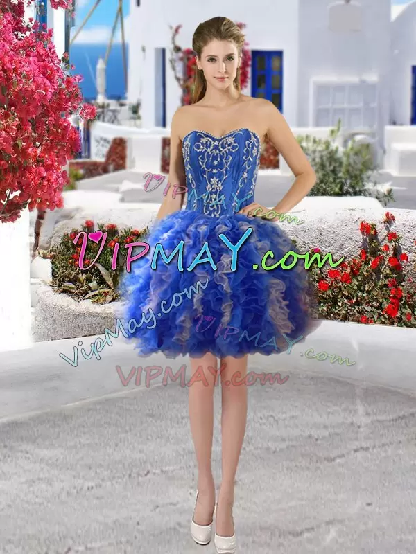 Enchanting Beading Sweet 16 Quinceanera Dress Blue Lace Up Sleeveless Floor Length