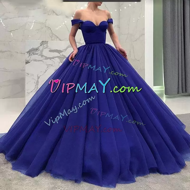 Purple Lace Up Off The Shoulder Ruching Quinceanera Dresses Tulle Sleeveless