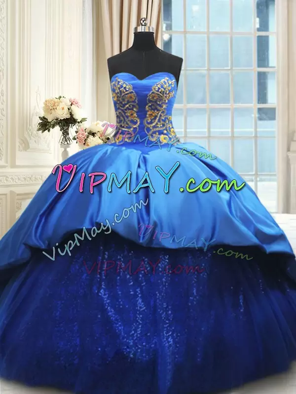 High Class Sleeveless Sweetheart Court Train Beading and Embroidery Lace Up Sweet 16 Quinceanera Dress