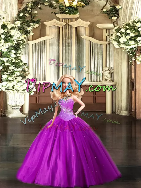 Decent Tulle Sleeveless Floor Length Quinceanera Dress and Beading and Ruching