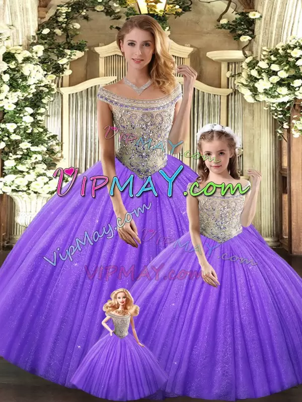 Customized Floor Length Eggplant Purple Sweet 16 Dress Bateau Sleeveless Lace Up