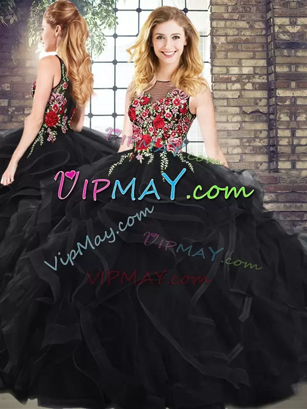 Fantastic Black Sleeveless Zipper Vestidos de Quinceanera for Military Ball and Sweet 16 and Quinceanera