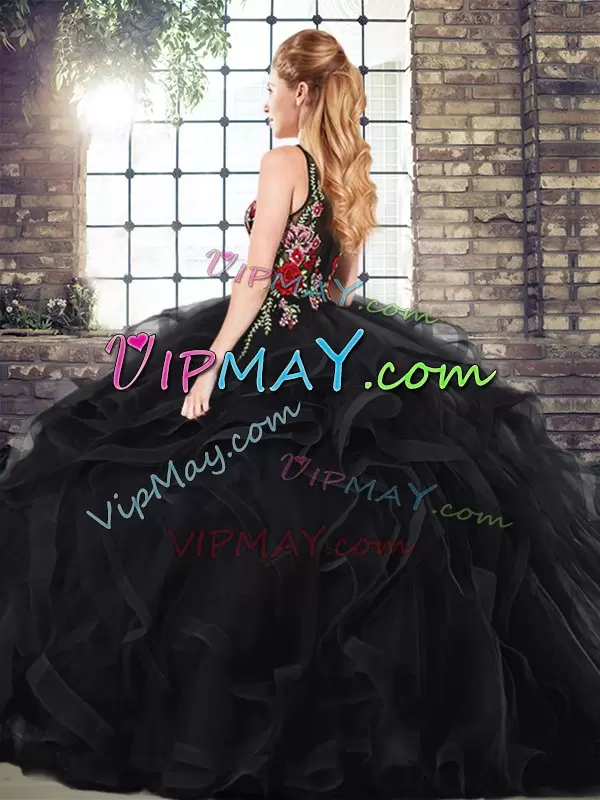 Fantastic Black Sleeveless Zipper Vestidos de Quinceanera for Military Ball and Sweet 16 and Quinceanera