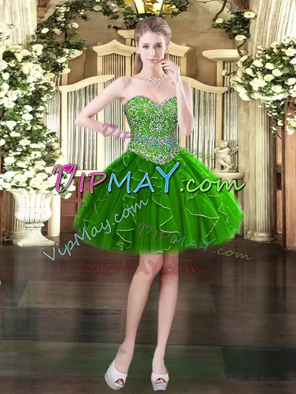 High Quality Ball Gowns 15 Quinceanera Dress Green Sweetheart Organza Sleeveless Floor Length Lace Up