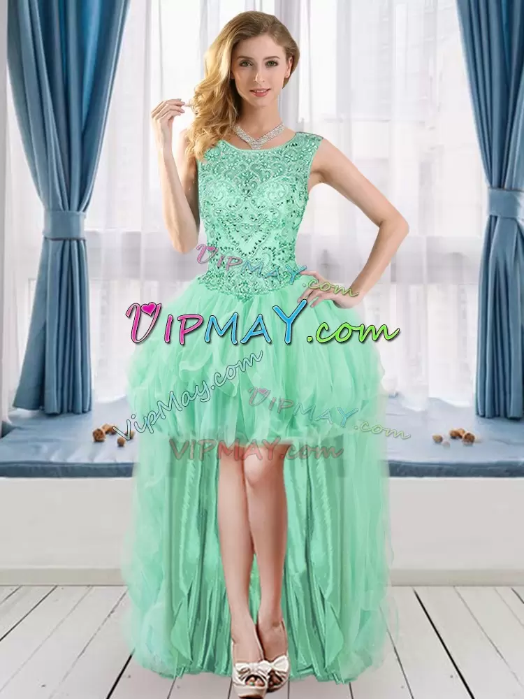 Designer Scoop Sleeveless Tulle Quinceanera Gowns Beading Lace Up