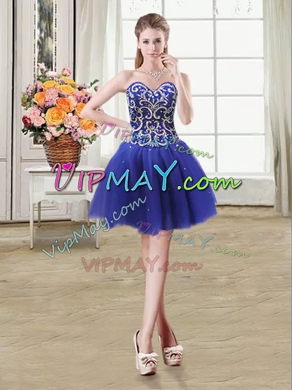 Shining Floor Length Ball Gowns Sleeveless Royal Blue 15 Quinceanera Dress Lace Up