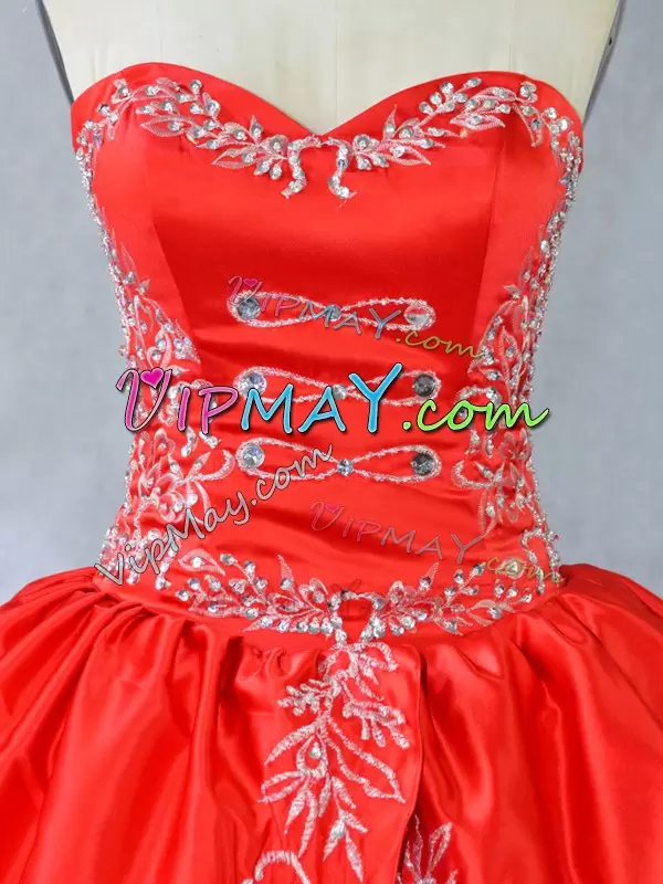 Sleeveless Sweetheart Side Zipper Floor Length Embroidery and Ruffles Sweet 16 Quinceanera Dress Sweetheart