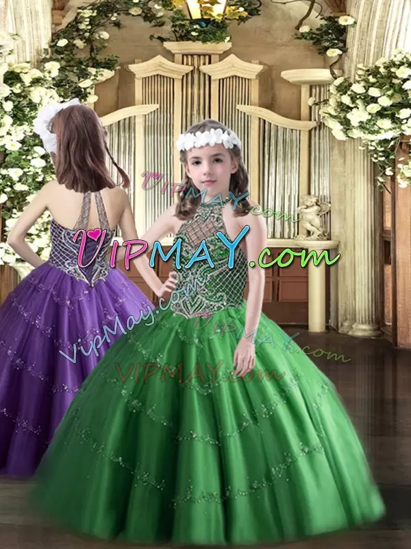 Stylish Floor Length Ball Gowns Sleeveless Dark Green 15 Quinceanera Dress Lace Up