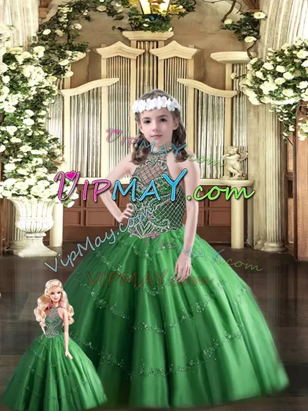 Stylish Floor Length Ball Gowns Sleeveless Dark Green 15 Quinceanera Dress Lace Up