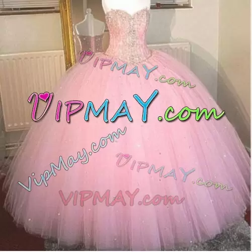 Baby Pink Ready to Ship Quinceanera Dress Sweetheart Tulle Ball Gown