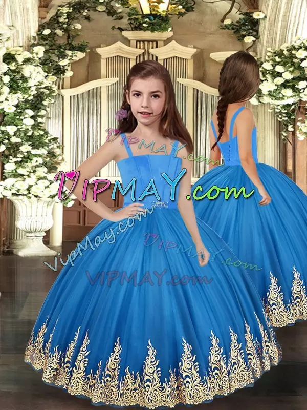 Fabulous Tulle Sleeveless Floor Length Sweet 16 Dress and Embroidery