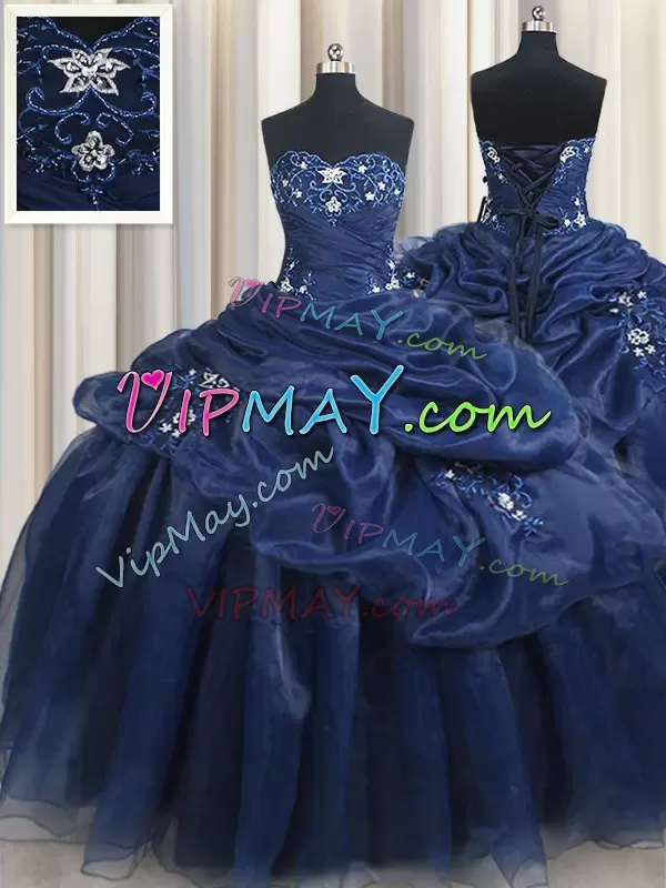 navy blue quinceanera dress,organza quinceanera dress,pick ups skirt quinceanera dress,hispanic birthday 16 quinceanera dress,quinceanera dress for sale online,