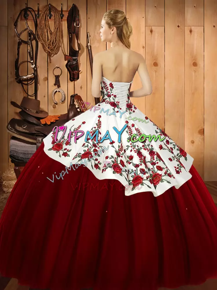 Top Selling Sweetheart Sleeveless Lace Up Quinceanera Dresses Blue Satin and Tulle Embroidery