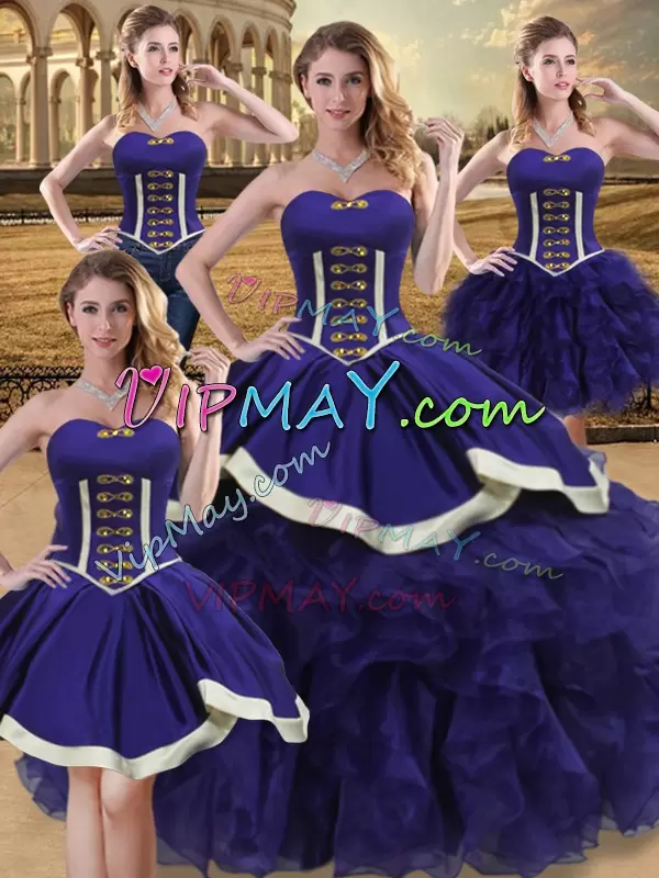 Inexpensive Floor Length Purple 15th Birthday Dress Sweetheart Sleeveless Lace Up