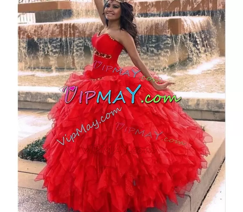 sweet 16 dress under 200,under 200,quinceanera dress without train,satin and orangza quinceanera dress,quinceanera dress with ruffles,sweetheart sweet sixteen dress,red quineanera dress,red modern quinceanera dress,