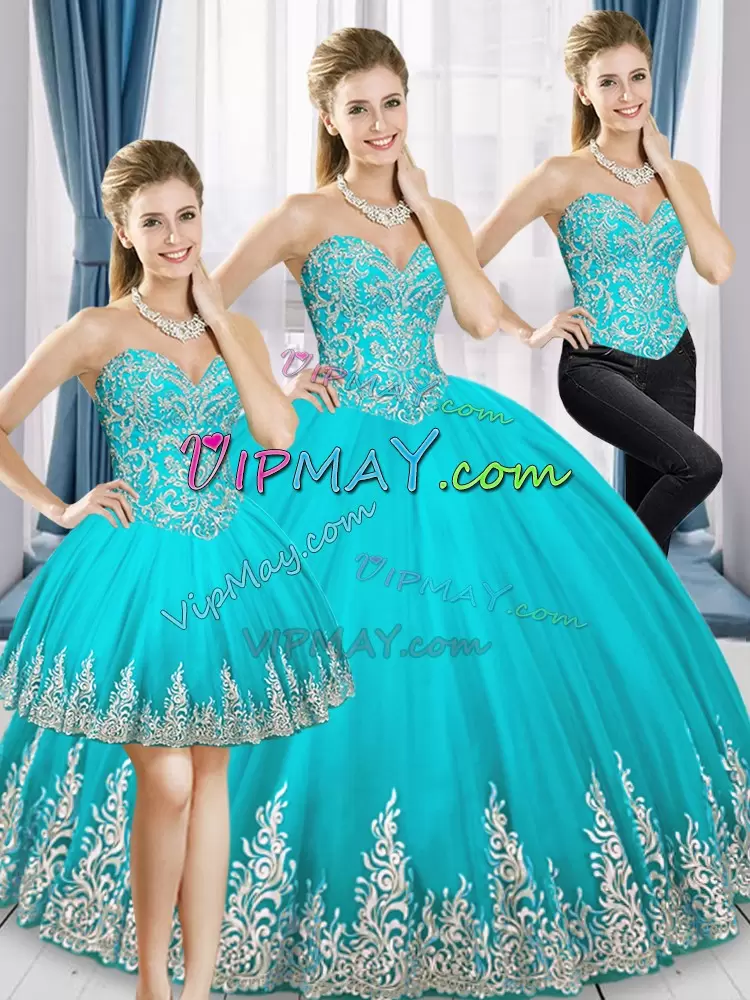 Tulle Sleeveless Floor Length Quinceanera Gowns and Embroidery