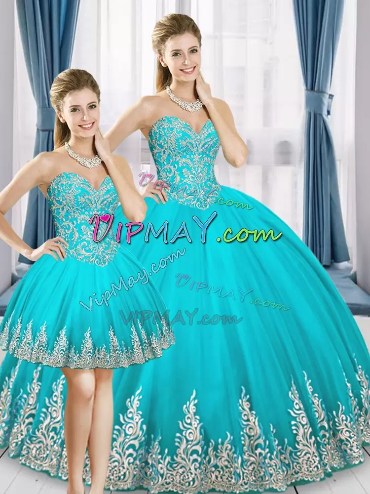 Tulle Sleeveless Floor Length Quinceanera Gowns and Embroidery