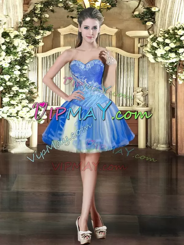 Custom Designed Baby Blue Sleeveless Beading Floor Length 15th Birthday Dress