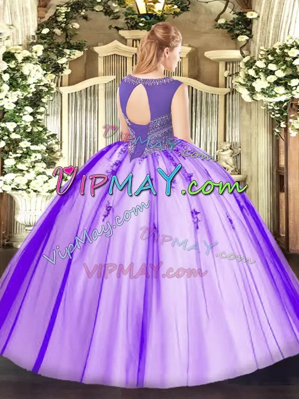 scoop neck quinceanera dress,online cheap quinceanera dress,beaded top quinceanera dress,two tone quinceanera dress,white and purple quinceanera dress,