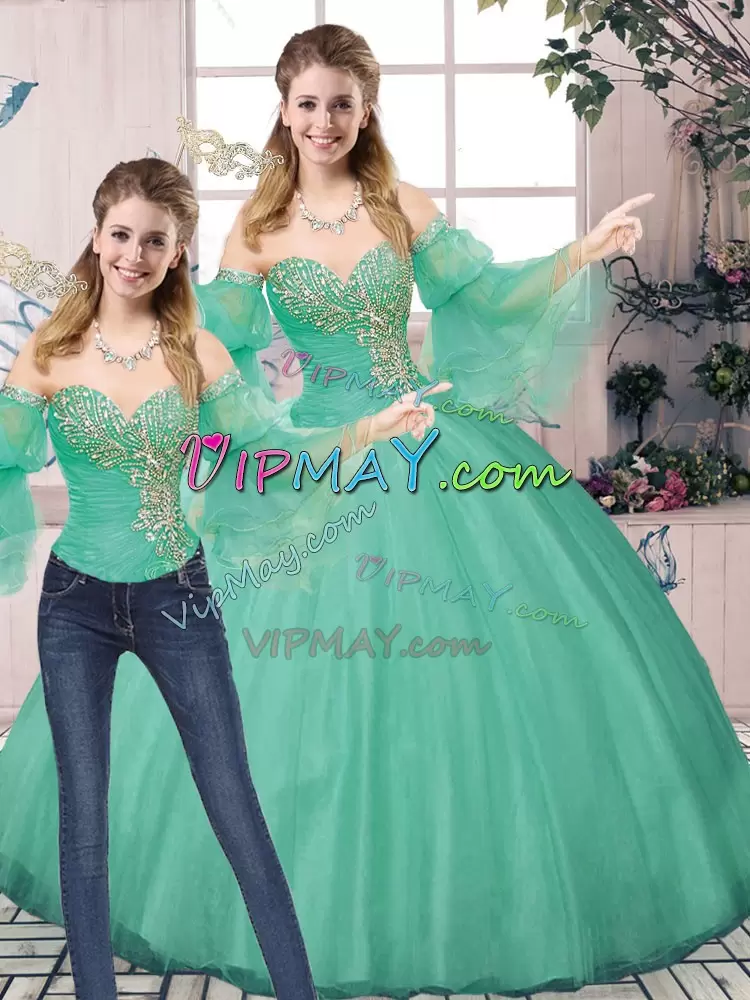 High Class Sweetheart Sleeveless Tulle Sweet 16 Quinceanera Dress Beading Lace Up