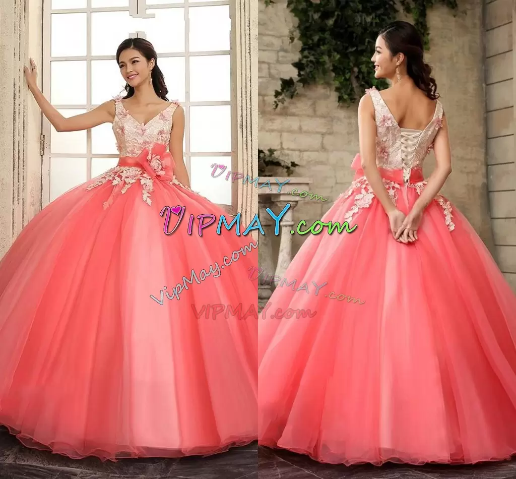 custom make your quinceanera dress,pretty quinceanera dress tumblr,really pretty quinceanera dress,coral red quinceanera dress,v neckline quinceanera dress,quinceanera dress with big bows,quinceanera dress for sale with flowers,