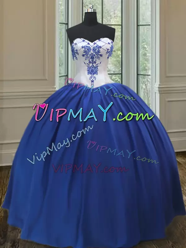 Sleeveless Sweetheart Lace Up Floor Length Embroidery Quinceanera Gown Sweetheart