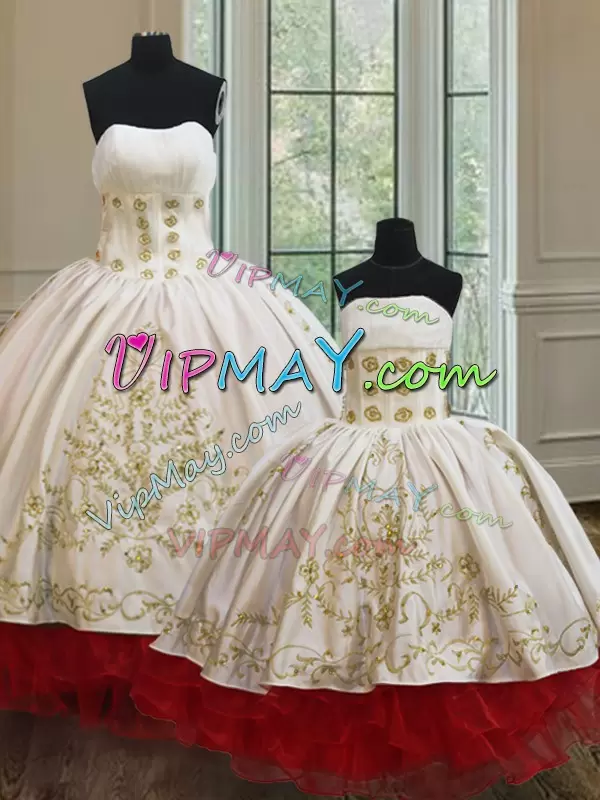 Perfect Organza and Taffeta Sleeveless Floor Length Quinceanera Dress and Embroidery and Ruffled Layers