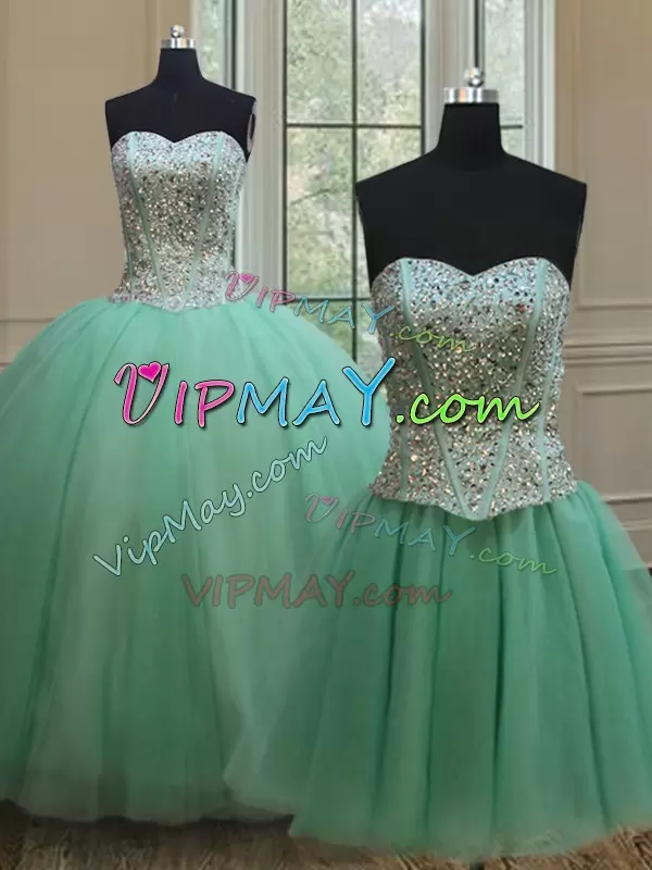 Colorful Apple Green Sweetheart Lace Up Beading Sweet 16 Dress Sleeveless