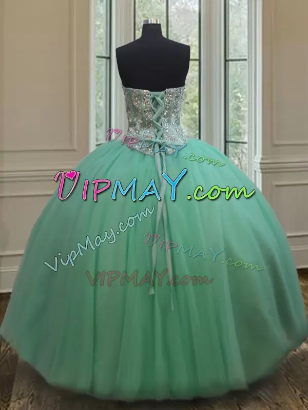 Colorful Apple Green Sweetheart Lace Up Beading Sweet 16 Dress Sleeveless