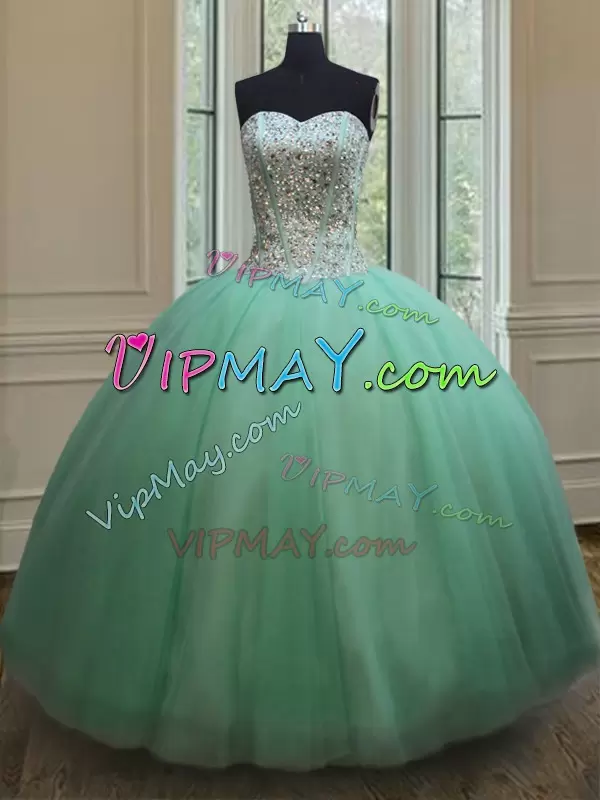 Colorful Apple Green Sweetheart Lace Up Beading Sweet 16 Dress Sleeveless