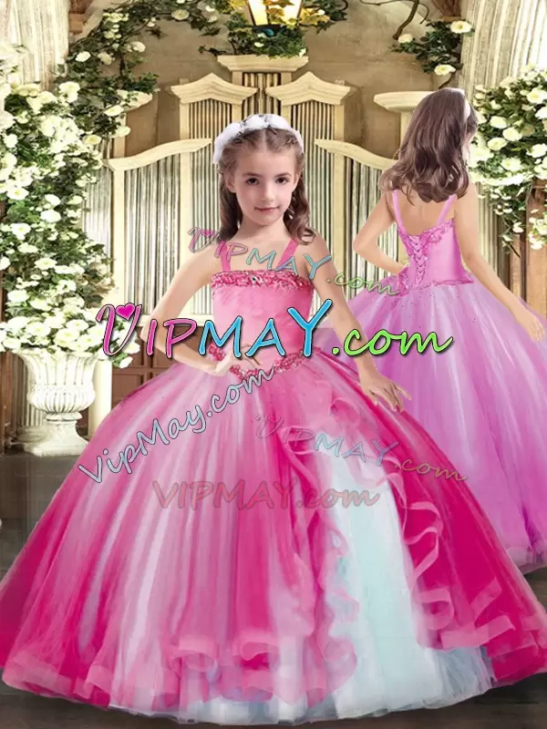 Luxury Ball Gowns 15 Quinceanera Dress Fuchsia Sweetheart Organza Sleeveless Floor Length Lace Up