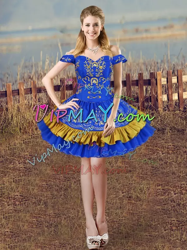 Lace Up Sweet 16 Quinceanera Dress Blue for Sweet 16 and Quinceanera with Embroidery