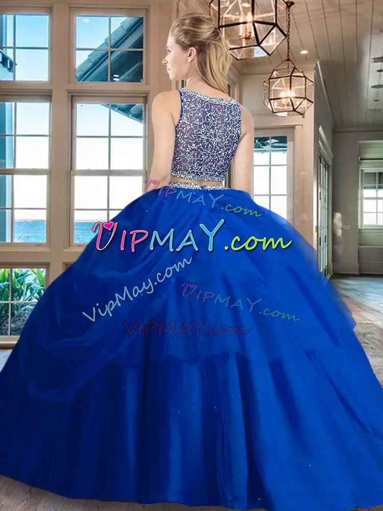 Custom Design Sleeveless Bateau Side Zipper Floor Length Beading and Pick Ups Sweet 16 Dresses Bateau