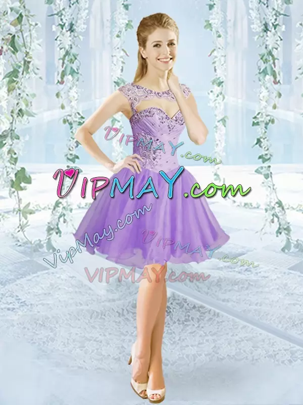 Lavender Organza Lace Up Sweetheart Sleeveless Sweet 16 Quinceanera Dress Brush Train Beading and Ruffled Layers