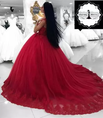 Cute With Train Red Quinceanera Dress Tulle Brush Train Sleeveless Lace