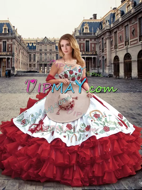 Luxurious Wine Red Cowgirl Themed Organza Quinceanera Dress