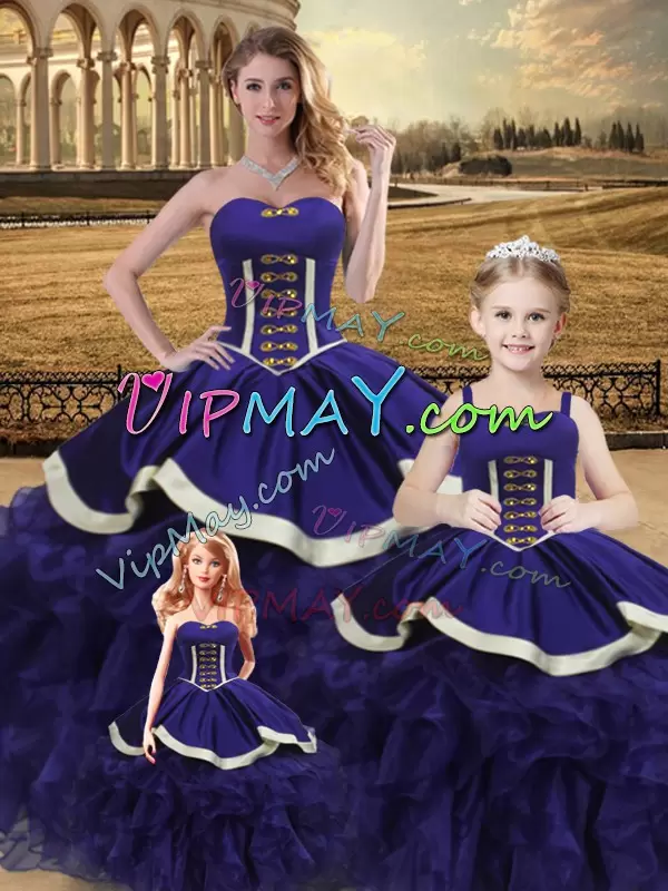 Sleeveless Sweetheart Lace Up Floor Length Beading and Ruffles 15th Birthday Dress Sweetheart