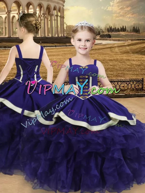 Sleeveless Sweetheart Lace Up Floor Length Beading and Ruffles 15th Birthday Dress Sweetheart