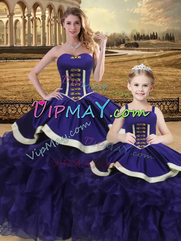 Sleeveless Sweetheart Lace Up Floor Length Beading and Ruffles 15th Birthday Dress Sweetheart