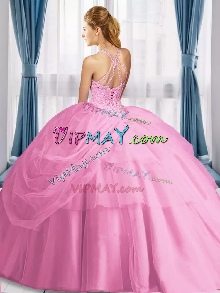 Fancy Floor Length Ball Gowns Sleeveless Blue Quinceanera Gown