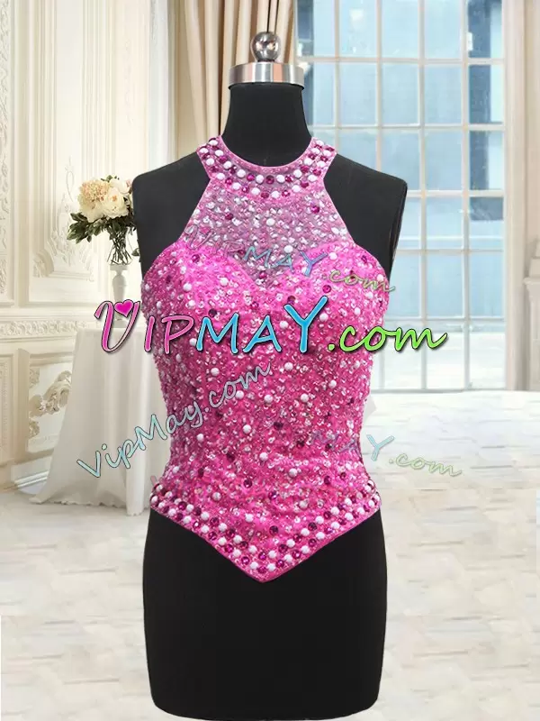 Traditional Hot Pink Sleeveless Beading and Pick Ups Floor Length Quinceanera Dresses