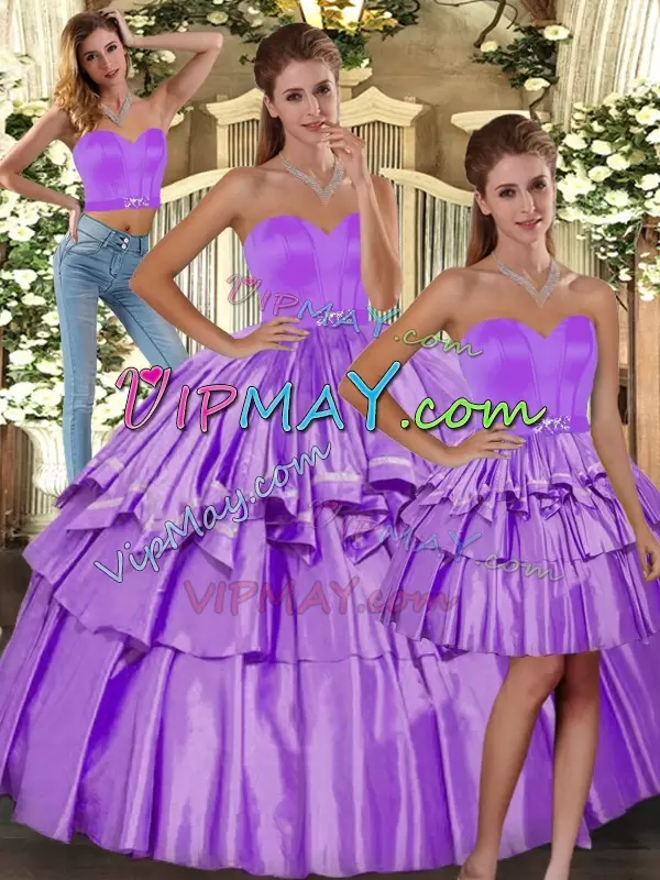 Wonderful Floor Length Backless Quinceanera Dress Lilac for Sweet 16 and Quinceanera with Ruffled Layers