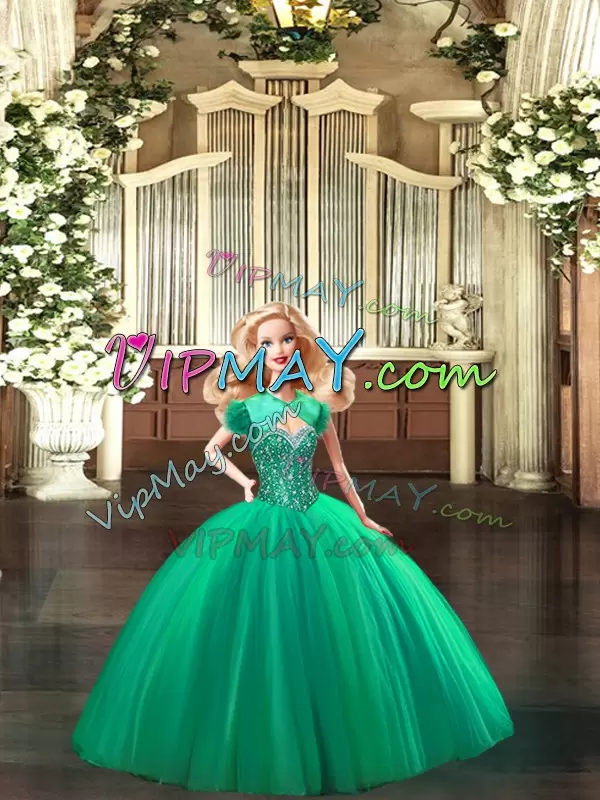 Ball Gowns Sweet 16 Dress Turquoise Sweetheart Tulle Sleeveless Floor Length Lace Up