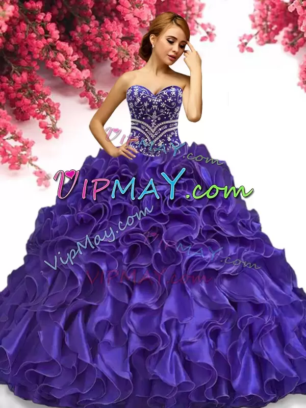 quinceanera dress blueish purpleish,beaded top quinceanera dress,strapless sweetheart quinceanera dress,organza quinceanera dress,
