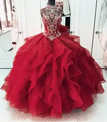 Red and Royal Blue Sleeveless Organza Lace Up Sweet 16 Quinceanera Dress for Sweet 16 and Quinceanera