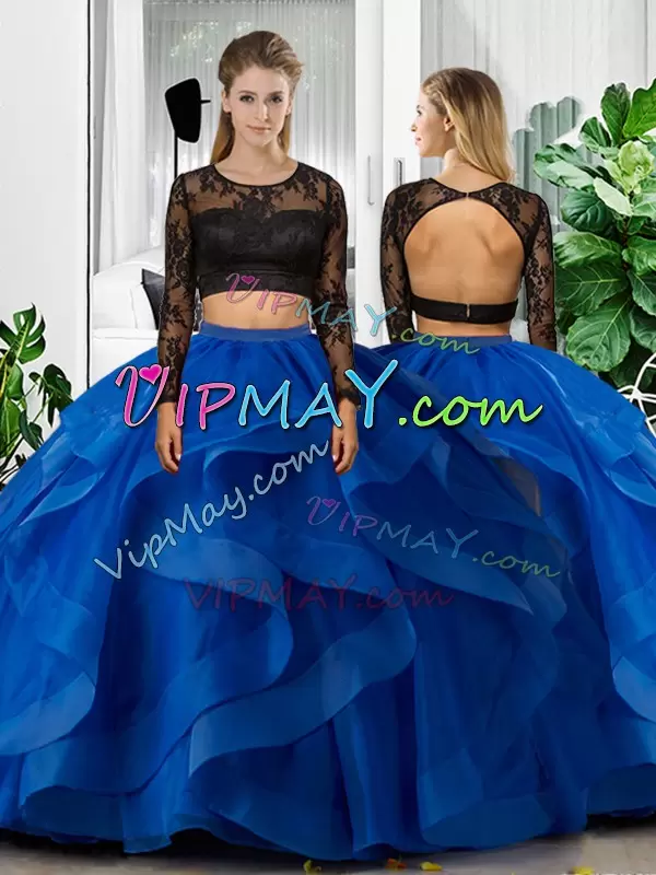 New Arrival Long Sleeves Scoop Lace and Ruffles Backless Quinceanera Dress