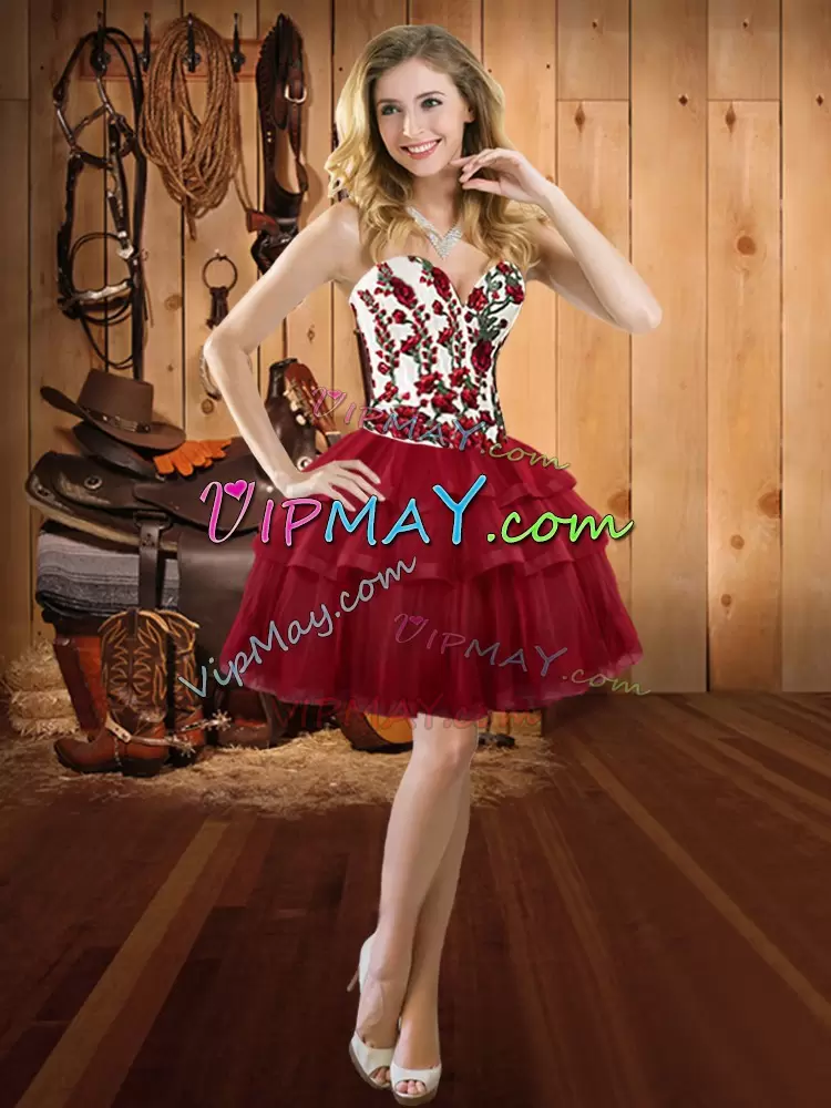 Cheap Sweep Train Ball Gowns Vestidos de Quinceanera Wine Red Sweetheart Organza Sleeveless Lace Up