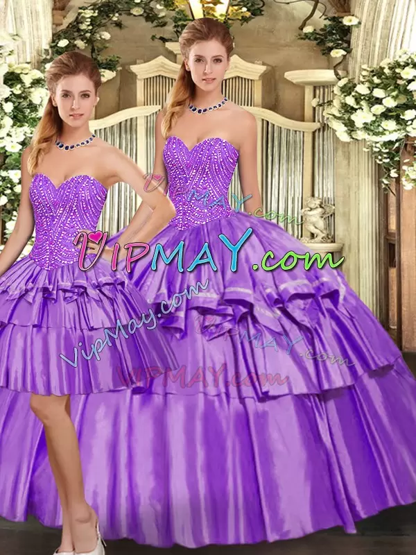 Super Organza Sleeveless Floor Length Quince Ball Gowns and Beading and Ruffled Layers