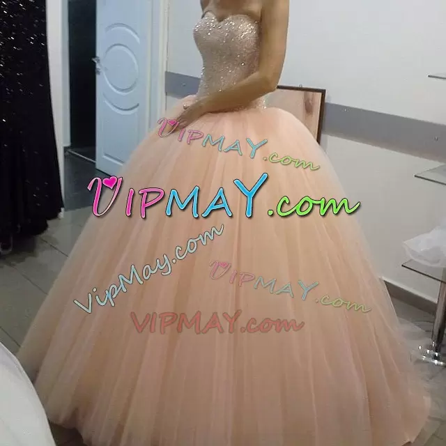 Ready to Ship Quinceanera Dress Beaded Bodice Tulle Skirt