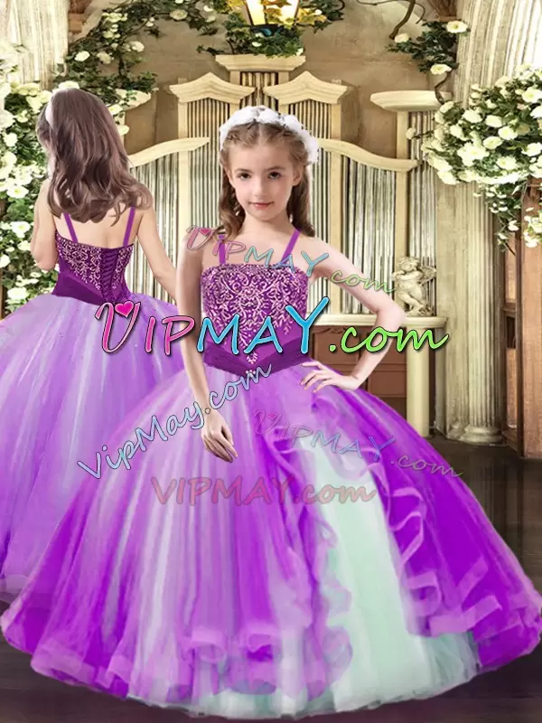 Organza Sleeveless Floor Length Quinceanera Gown and Beading and Ruffles